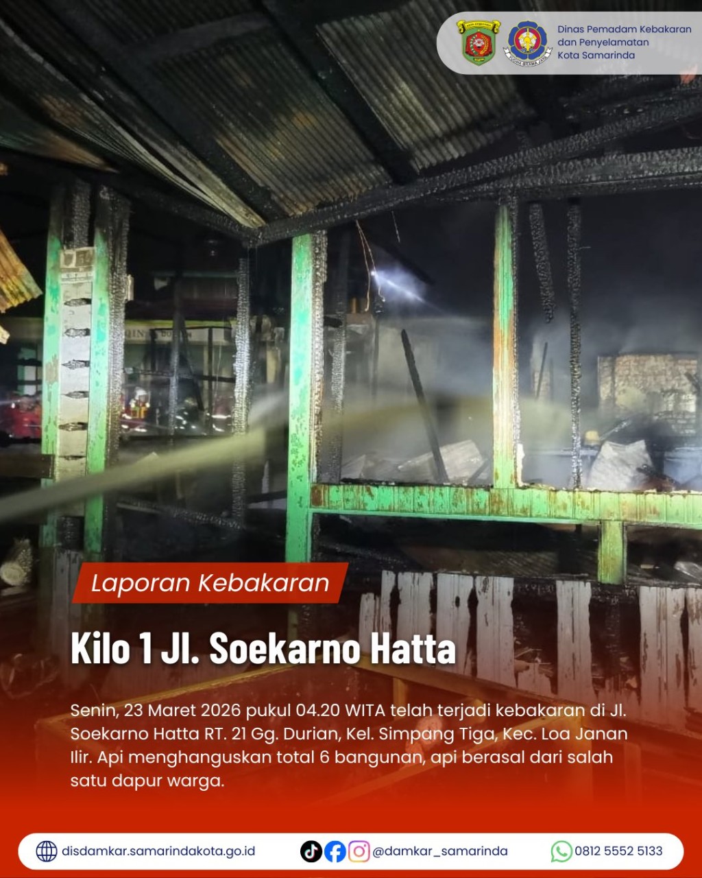 Kebakaran Rumah di Jl. Soekarno Hatta Kilo 1